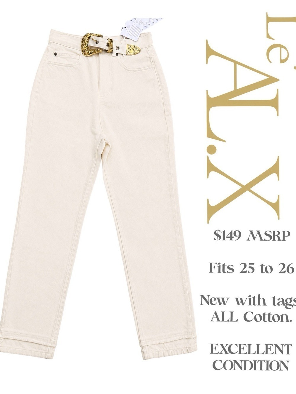 NWT $159 Le’ AL.X High-Rise Straight Leg Jeans with Built-In Western Belt